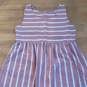 Sleeveless Pink and White Striped Mini Dress